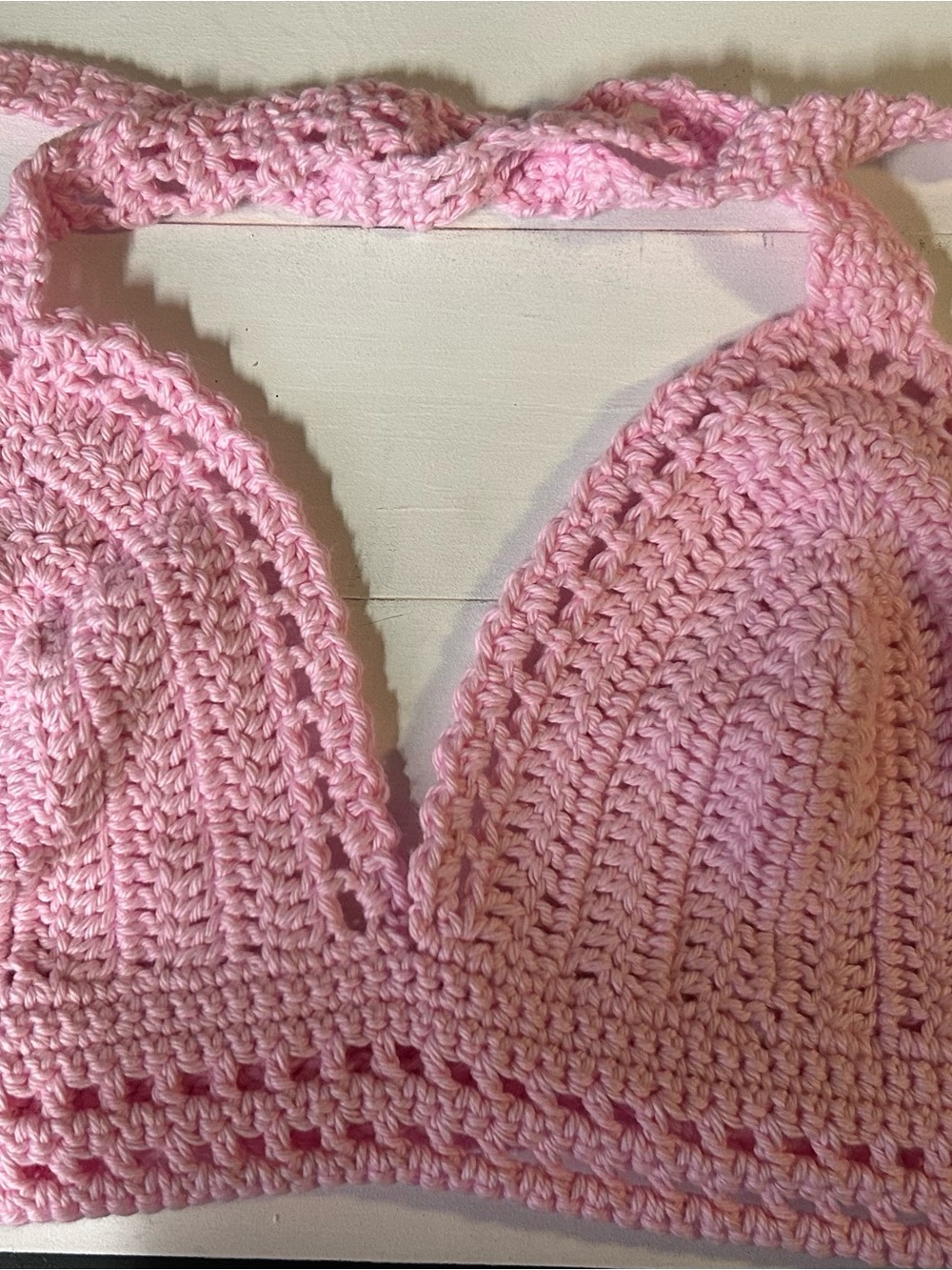 Handcrafted Pink Crochet Bralette fits B/C cup